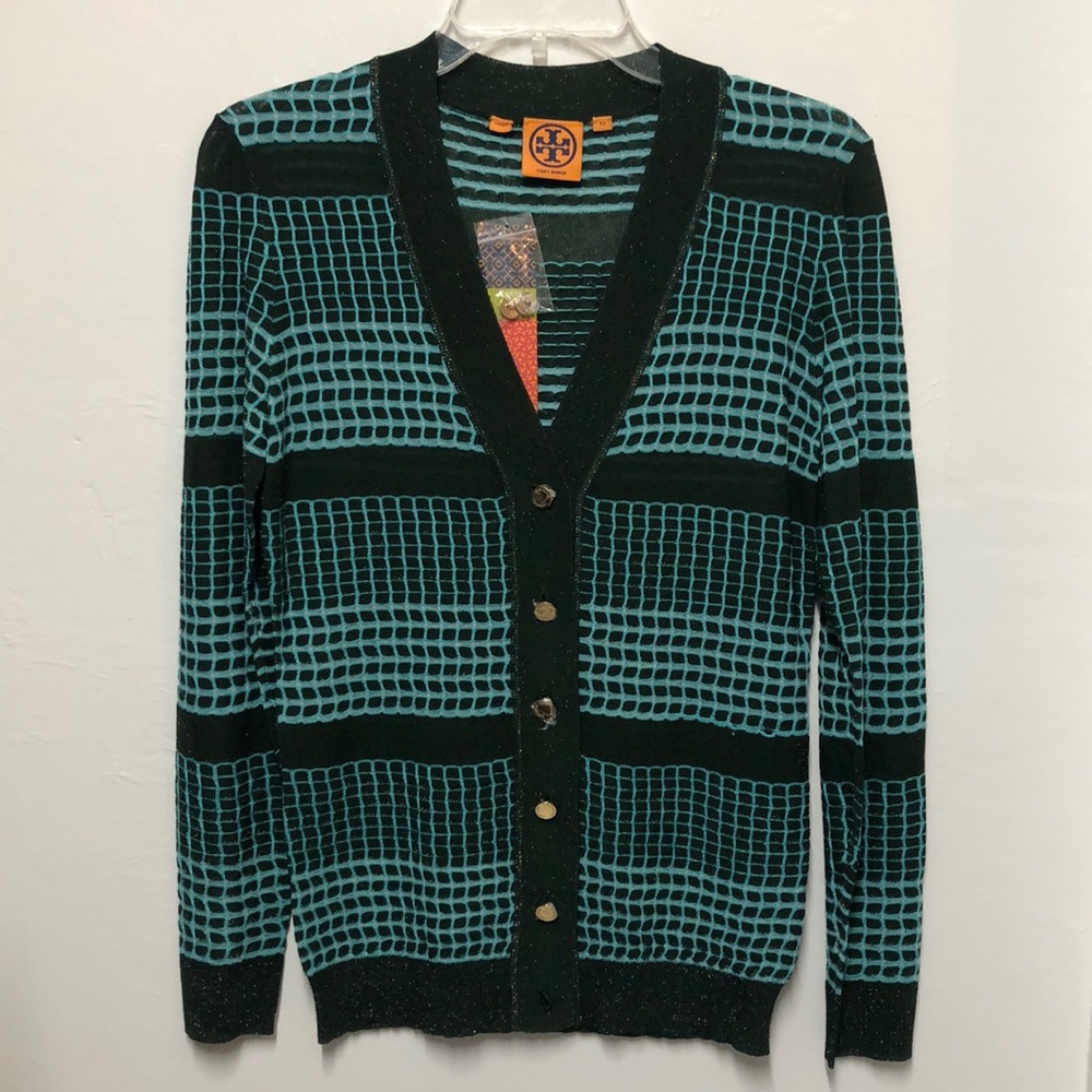 NWT Tory Burch Metallic Zinga Cardigan Sz XS